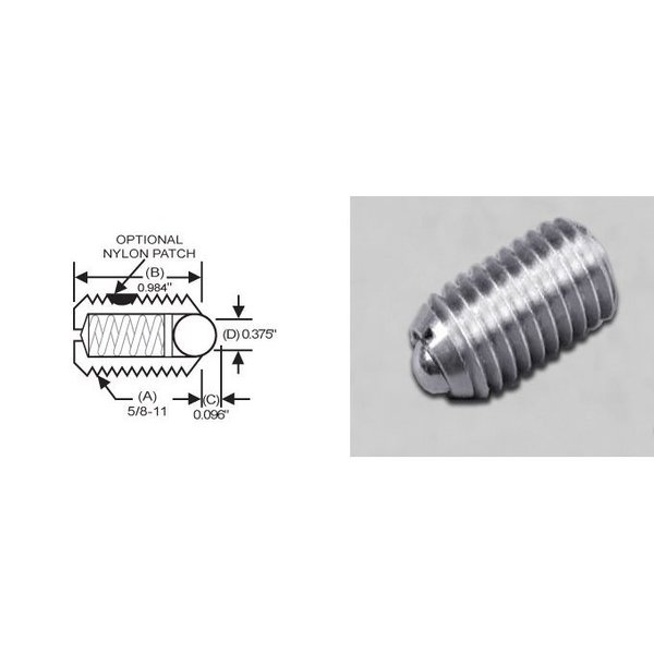 S & W Manufacturing Ball Plunger, 303SS, 5/8-11" Thread SSW10-10B